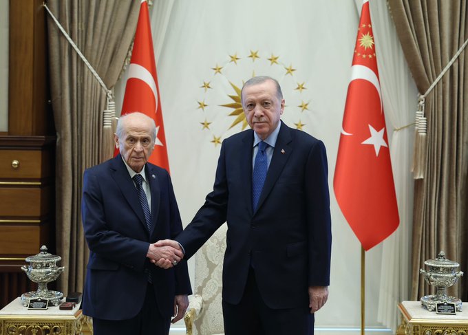 Cumhurbaşkanı Erdoğan, MHP Lideri Bahçeli ile Cumhurbaşkanlığı Külliyesinde Görüştü