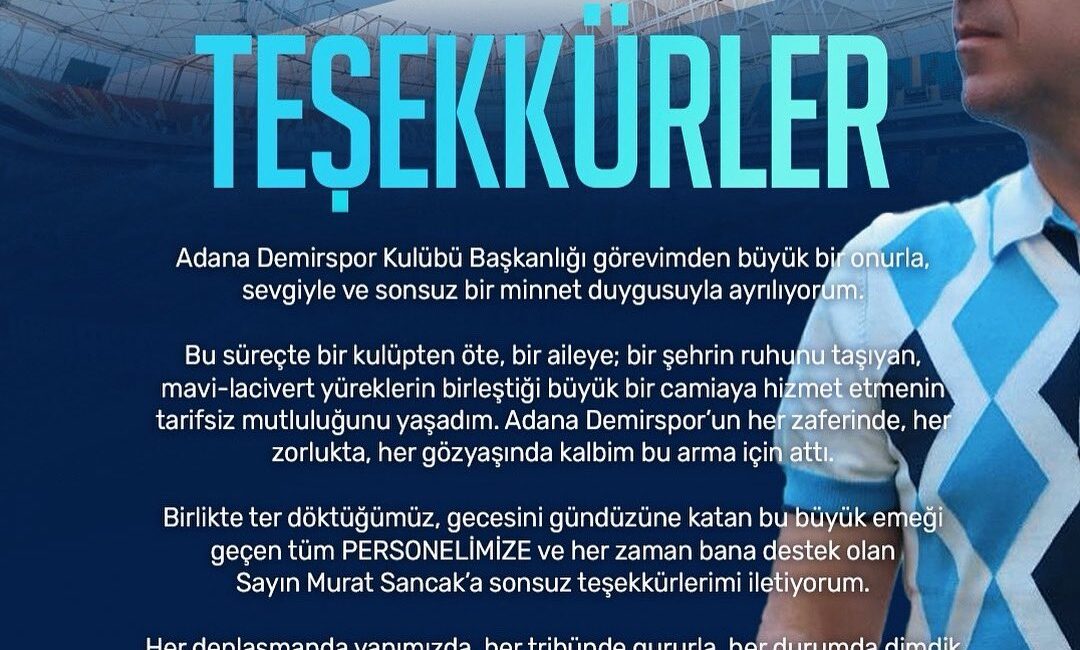 Adana Demirspor Başkanı Bedirhan Durak 8-1’lik Mağlubiyet Sonrası İstifa Etti