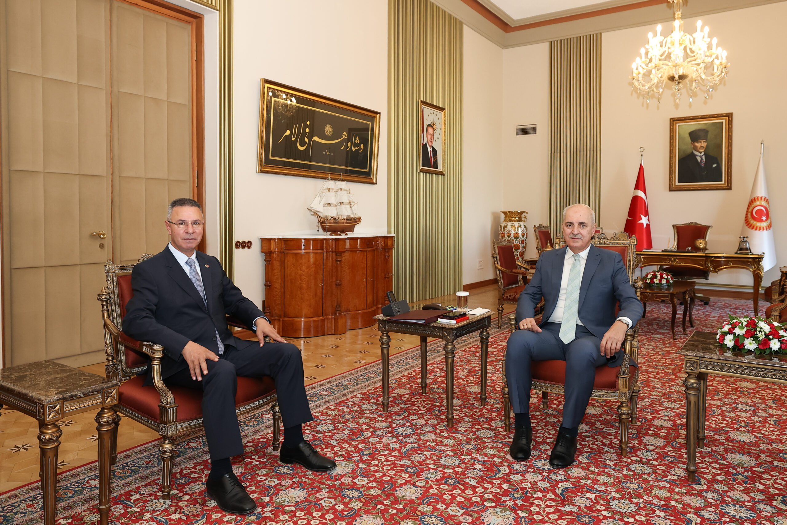 TBMM Başkanı Kurtulmuş, Filistin Büyükelçisi Mustafa’yı Kabul Etti