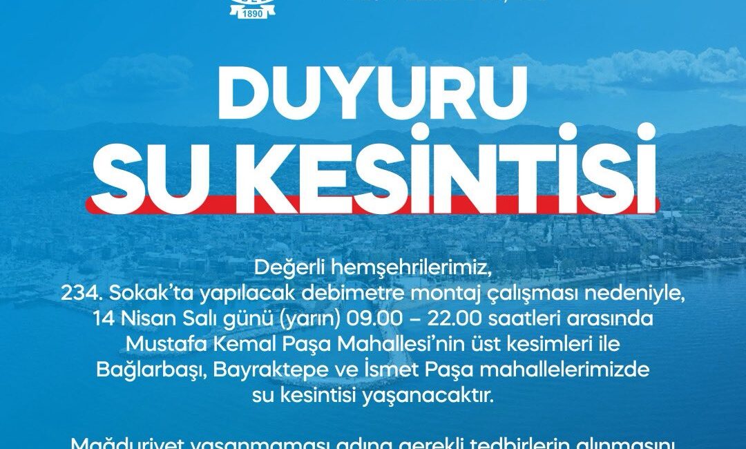Yalova’da Dört Mahallede Uzun Süreli Su Kesintisi Yalova Mustafa Kemal Paşa,