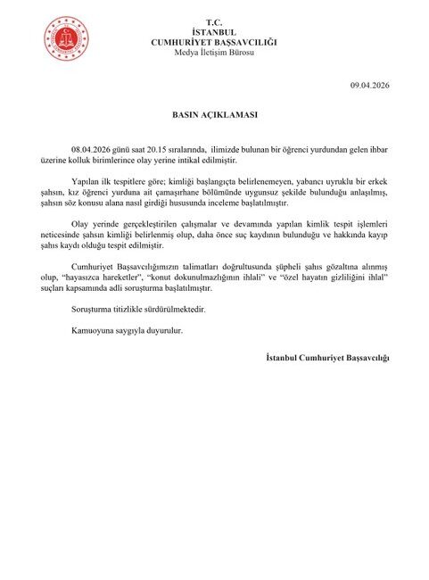 İstanbul Cumhuriyet Başsavcılığı tarafından