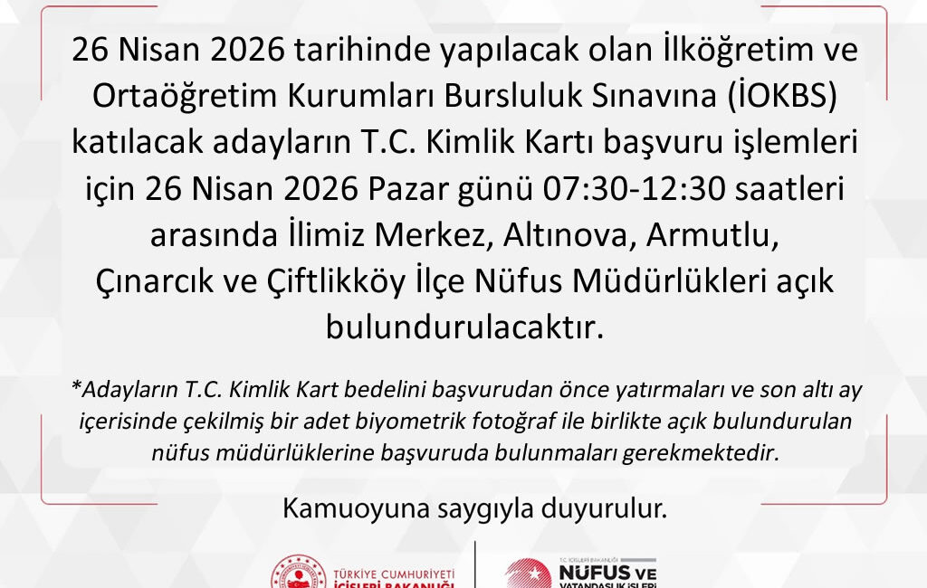 Bursluluk Sınavı İçin Nüfus