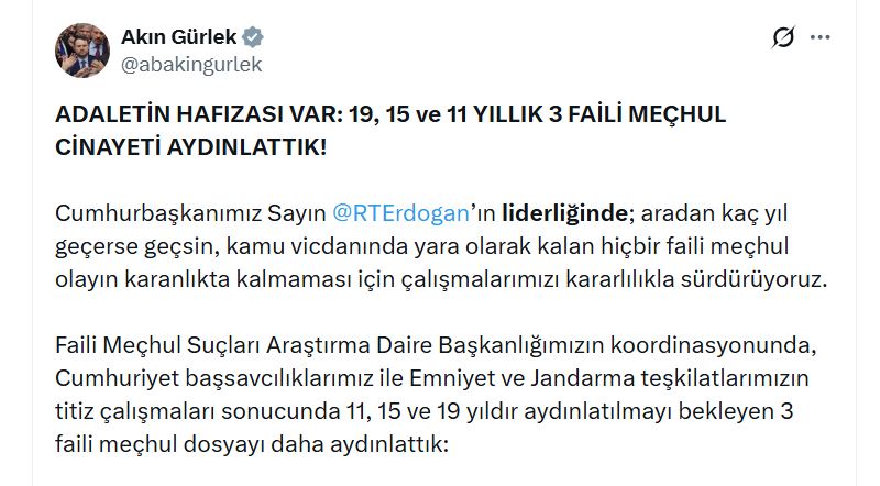 Adalet Bakanı Akın Gürlek,
