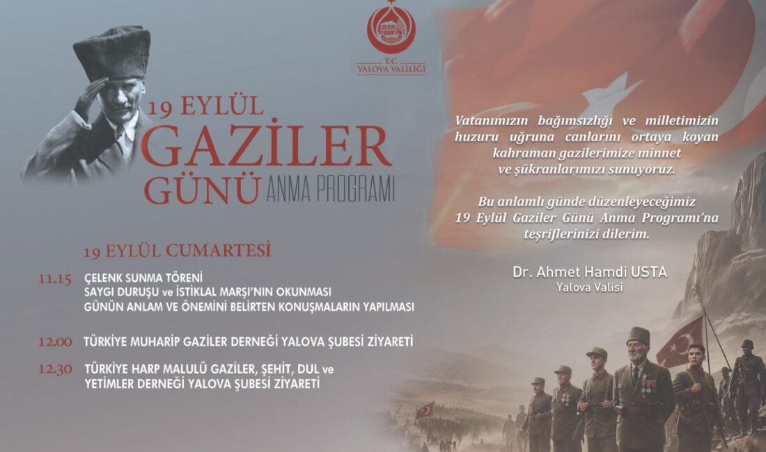 Yalova’da 19 Eylül Gaziler Günü Programına Hava Ayarı Yalova Valiliği, 19 Eylül