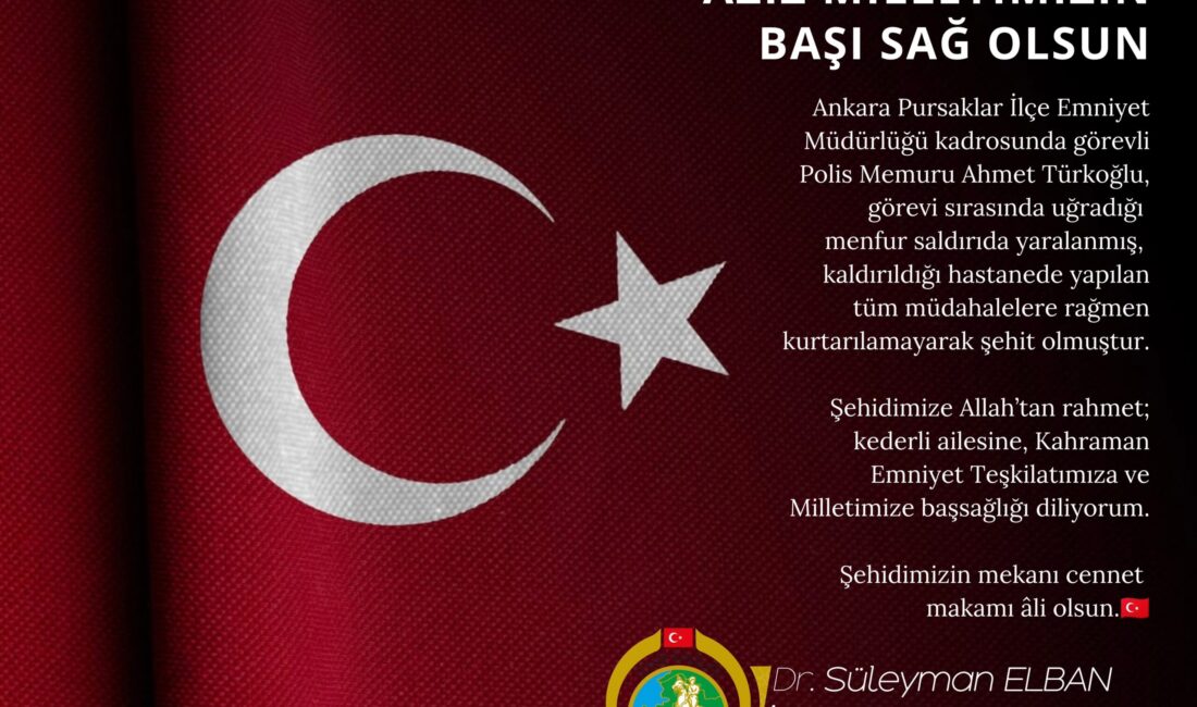 İzmir Valisi Süleyman Elban’dan Şehit Polis Memuru Ahmet Türkoğlu İçin Taziye Mesajı İzmir Valisi Dr. Süleyman