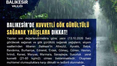 Meteorolojik veriler doğrultusunda Balıkesir genelinde