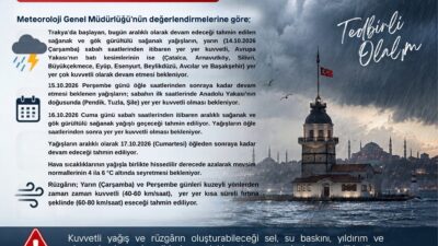 Meteoroloji Genel Müdürlüğü verilerine göre