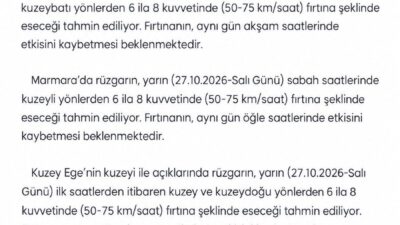 Meteoroloji Genel Müdürlüğü verilerine dayanarak