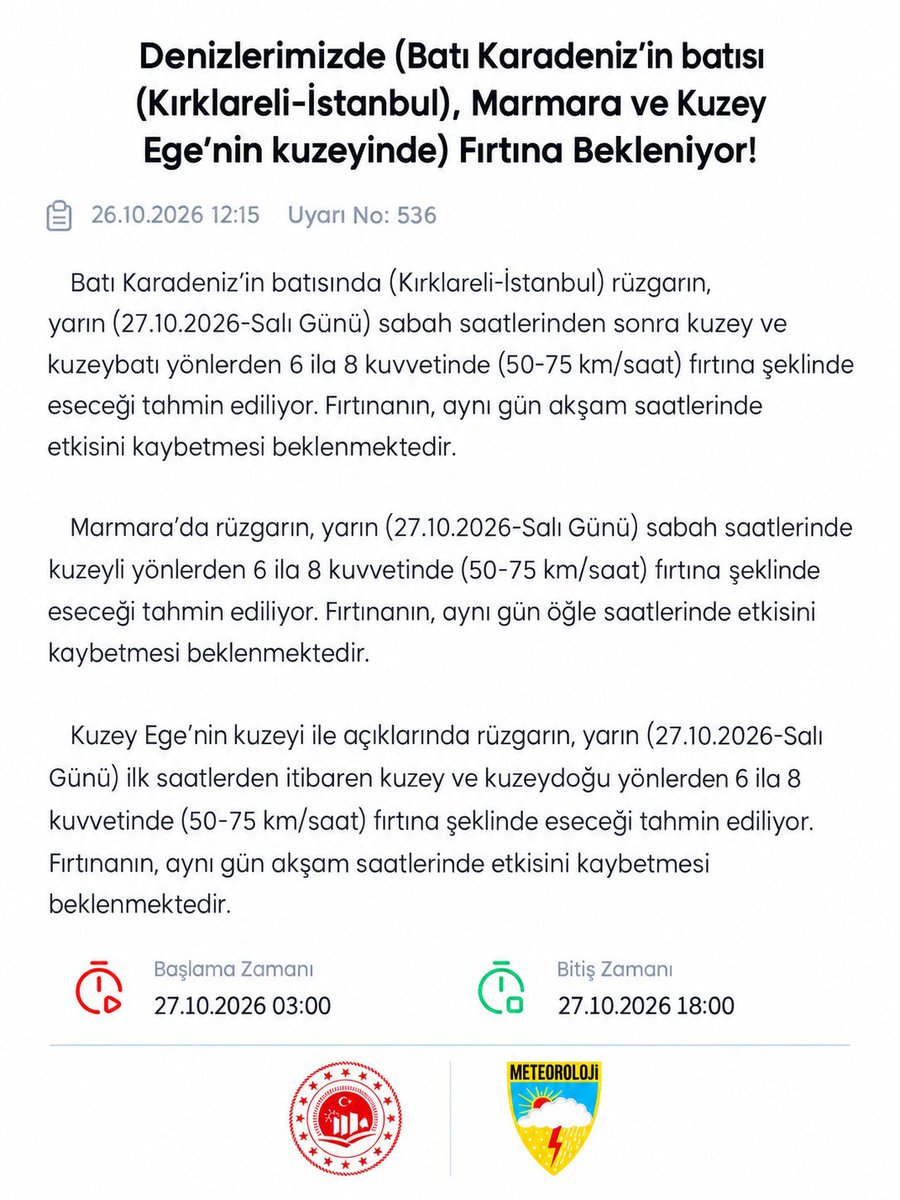 Kırklareli Valiliğinden Denizler İçin Kritik Fırtına Uyarısı