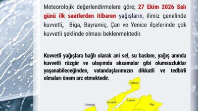 Çanakkale genelinde etkili olması beklenen